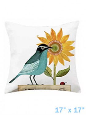 Birds and Sunflower Print Cushion & Filler